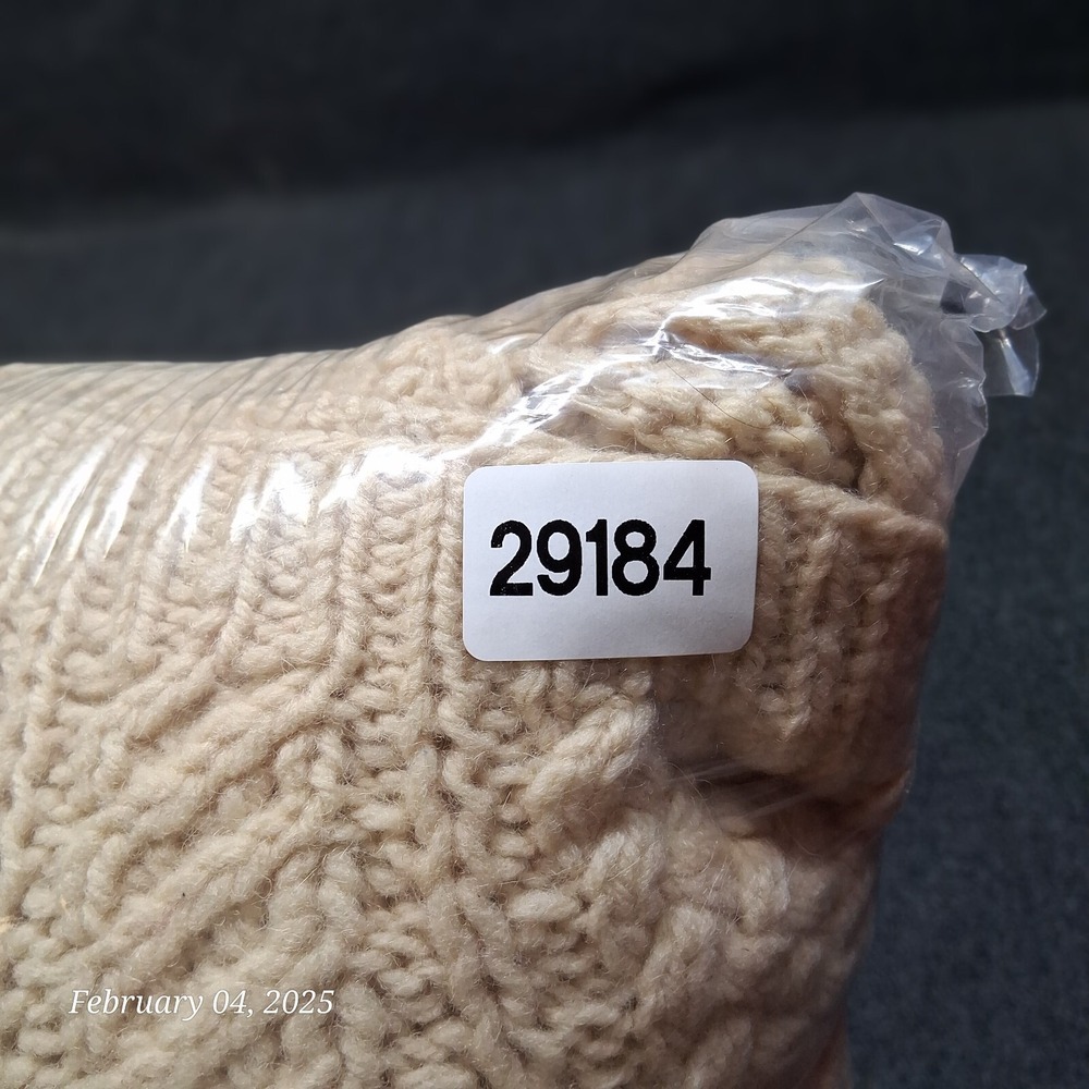 * Vintage Heavyweight Knit Sweater Women Large Beige Crew Neck - Picture 9 of 9